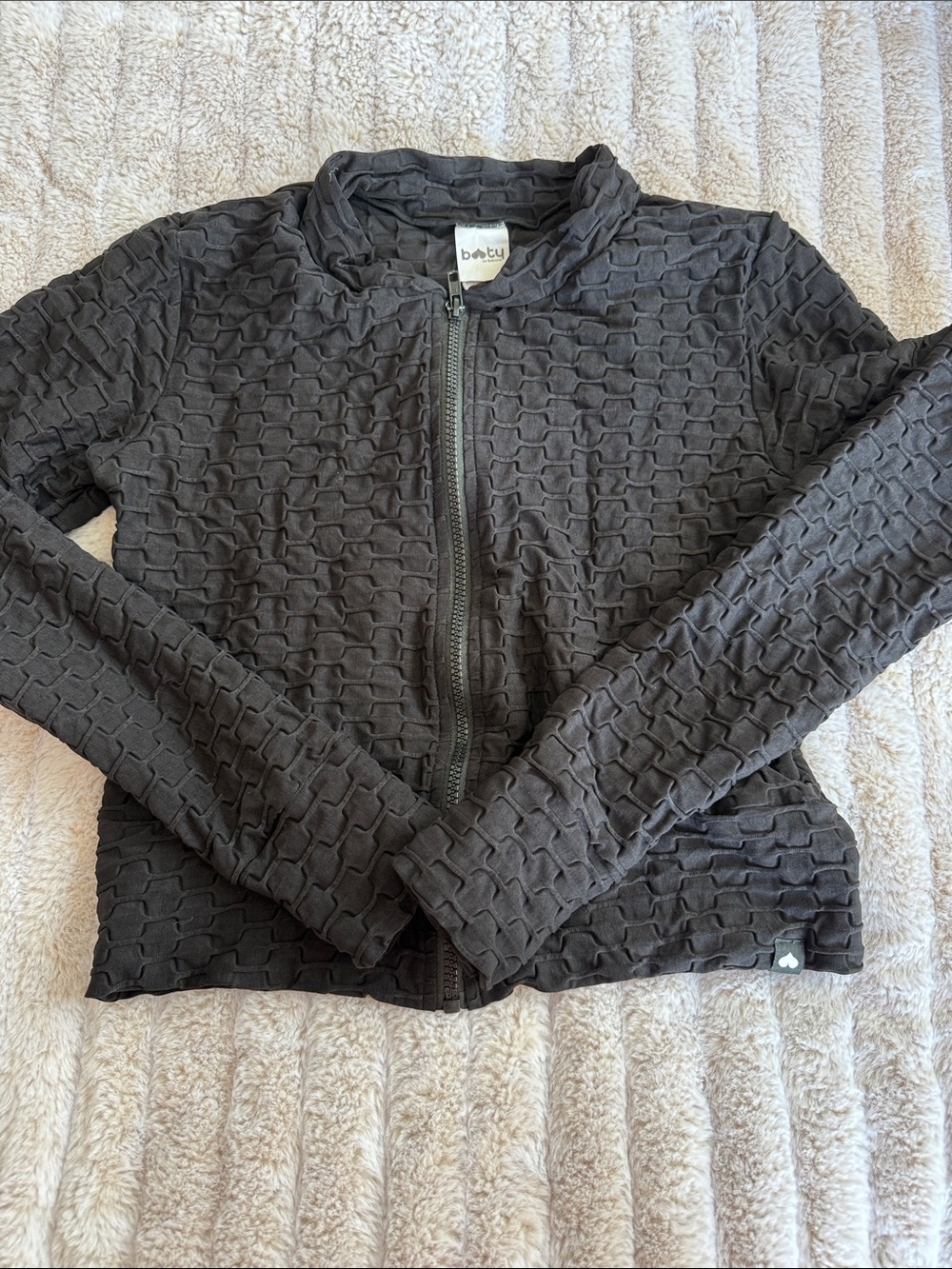 Booty by Brabants One Size Fits Most- Textured Zip-Front Black Women's Jacket